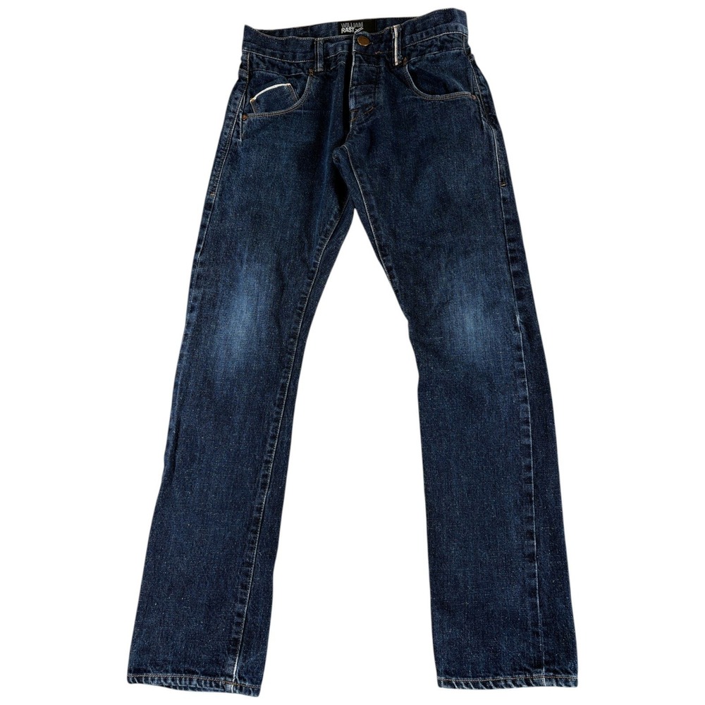 William Rast Jeans Mens 30x32 Dark Blue Selvedge Button fly Straight Western Y2K
